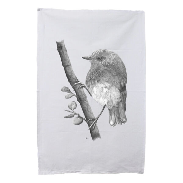 Friendly Toutouwai/NZ Robin  - Tea Towel Thumbnail