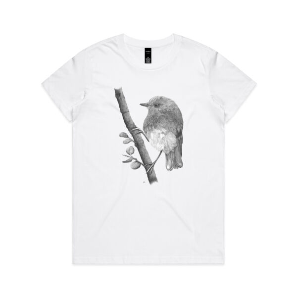 Friendly Toutouwai/NZ Robin  - AS Colour Womens Maple Tee Thumbnail